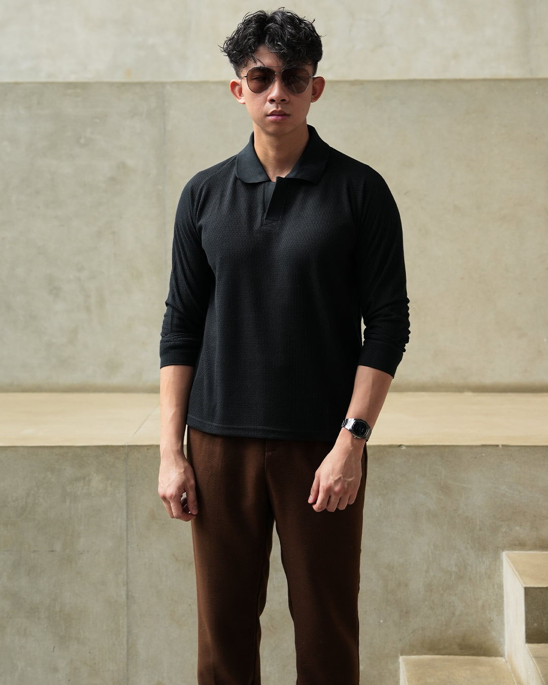 Ribs Polo Textured - Black