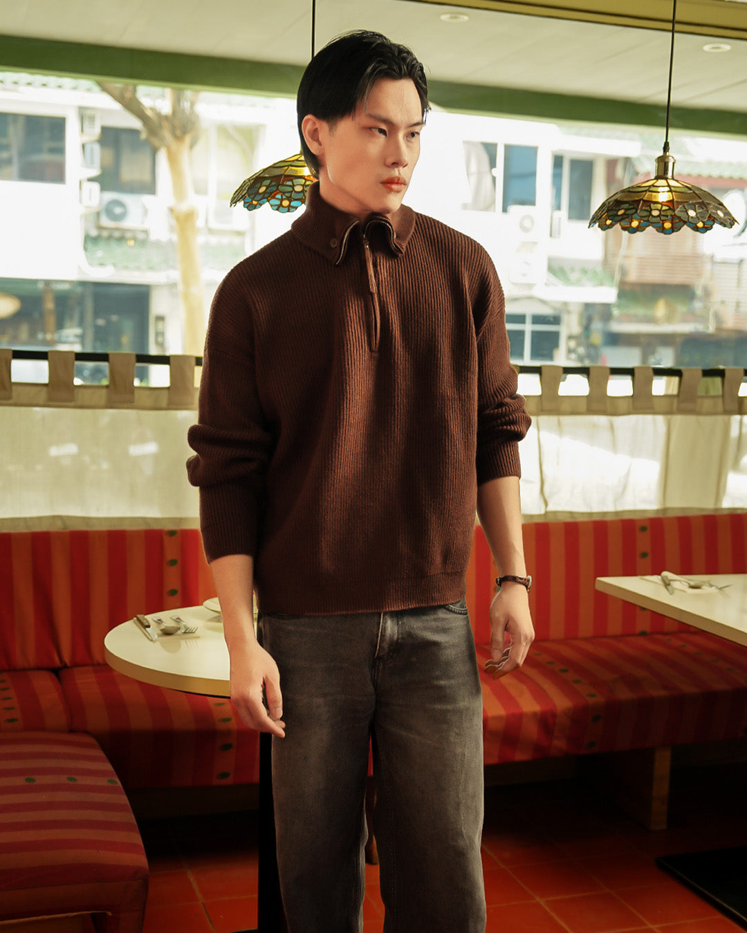 Button Half Zip Knits