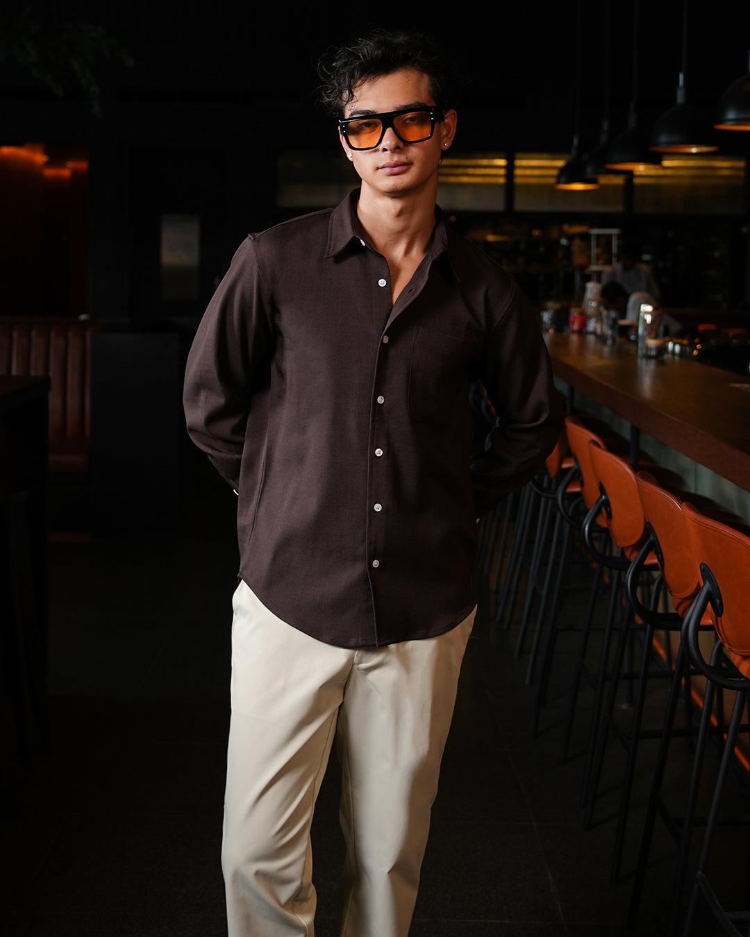 Twill Texture Shirt - Coffee