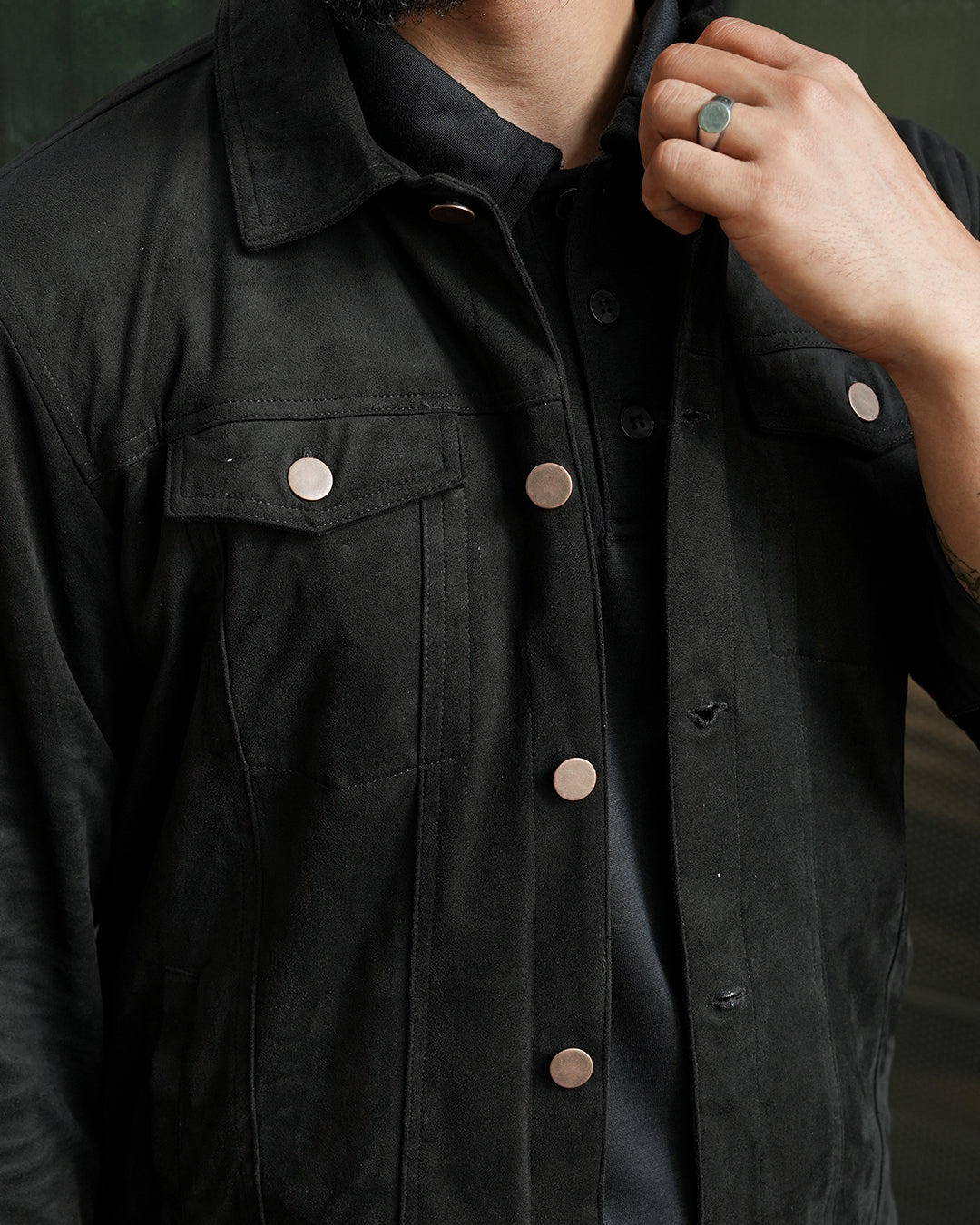 Classic Trucker Jacket Suede - Black