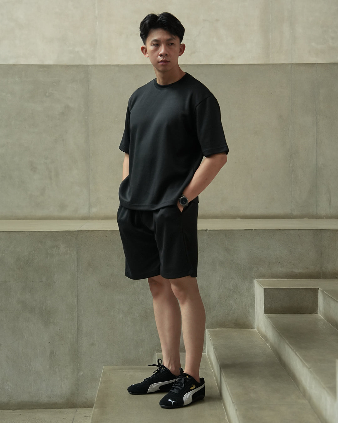 Short Sweatpants Boxy Modern Straight Fit - Jet Black