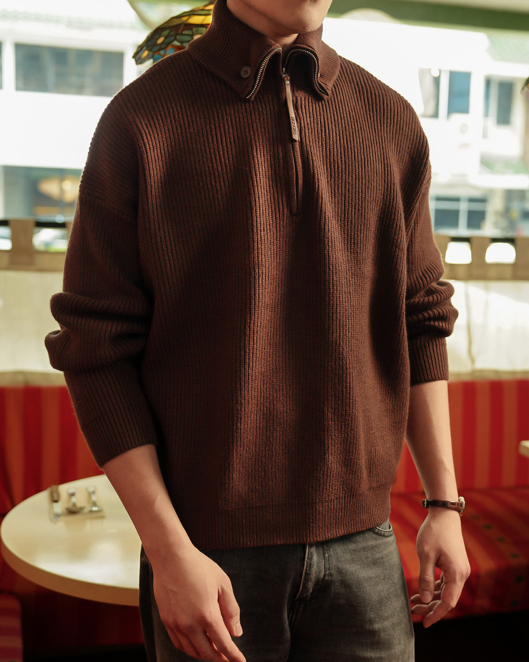 Button Half Zip Knits