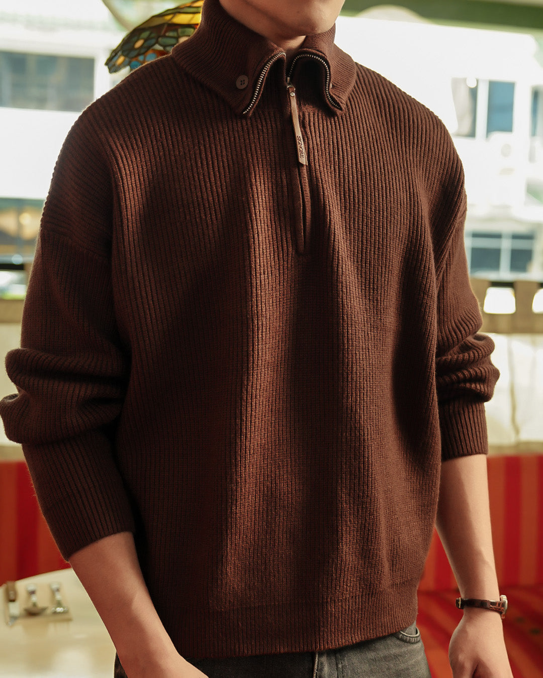 Button Half Zip Knits