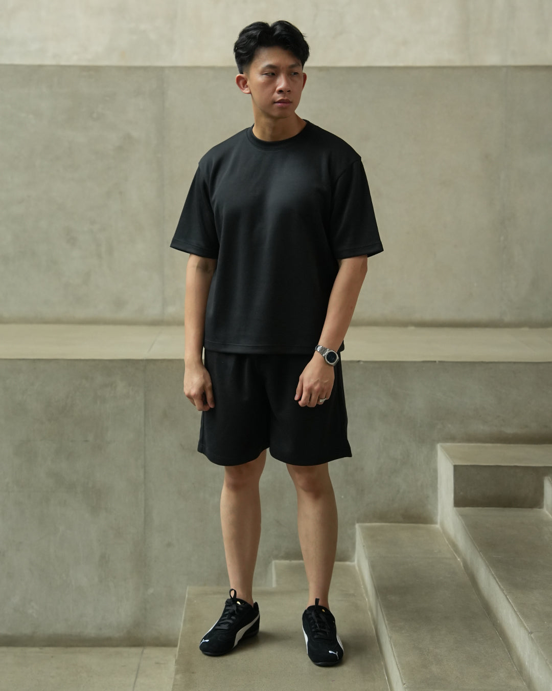 Short Sweatpants Boxy Modern Straight Fit - Jet Black