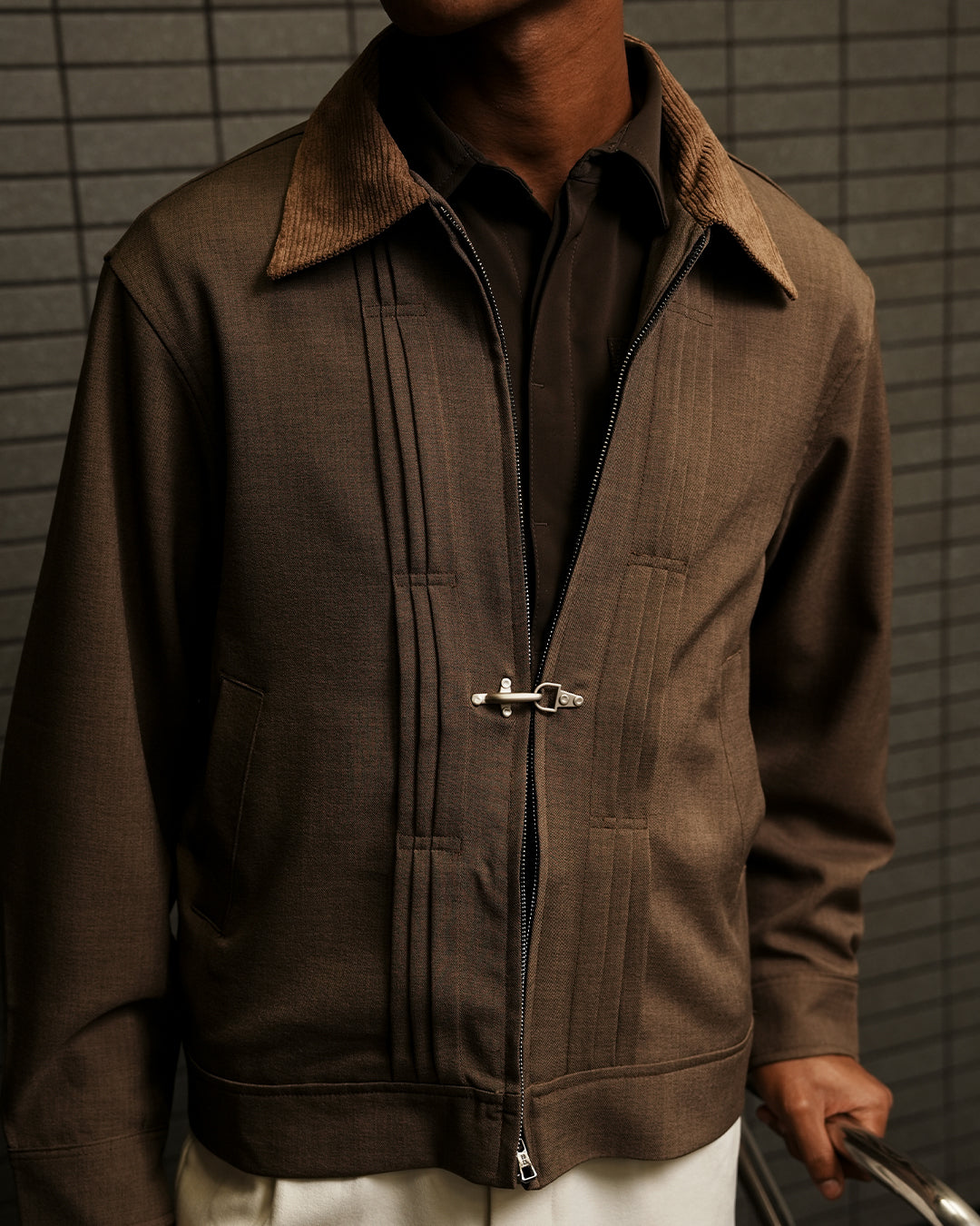 Monaco Clasp Jacket - Brown