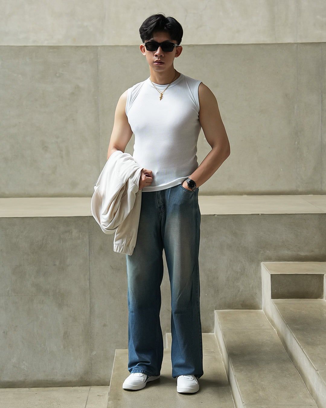 Modern Ribb Tank Top - White