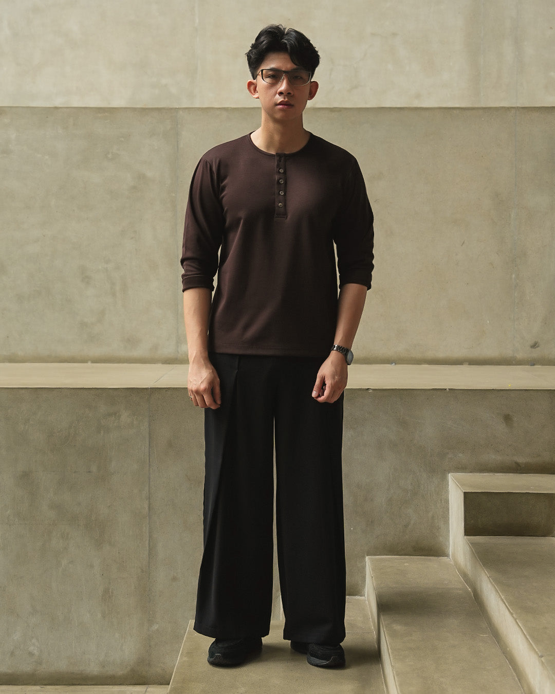 Henley Shirt BreezeWear 2.0 - 3/4 Sleeve - Brown