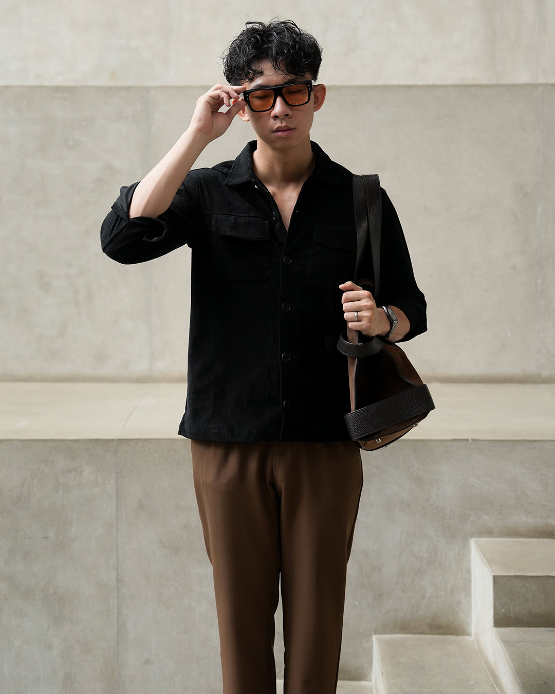 Corduroy Overshirt SIGNORE - Black