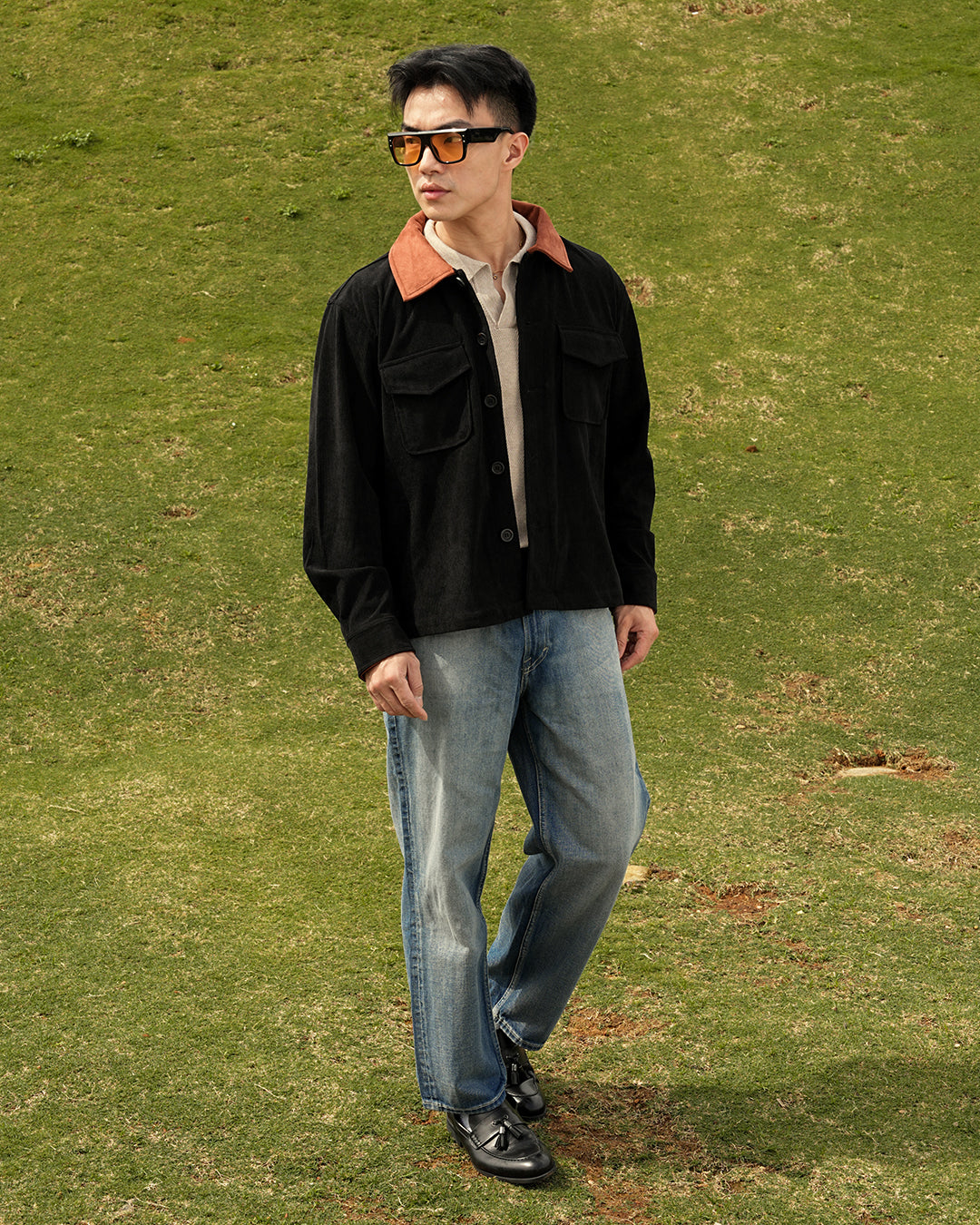 Essentials Corduroy Button Work Jacket - Black