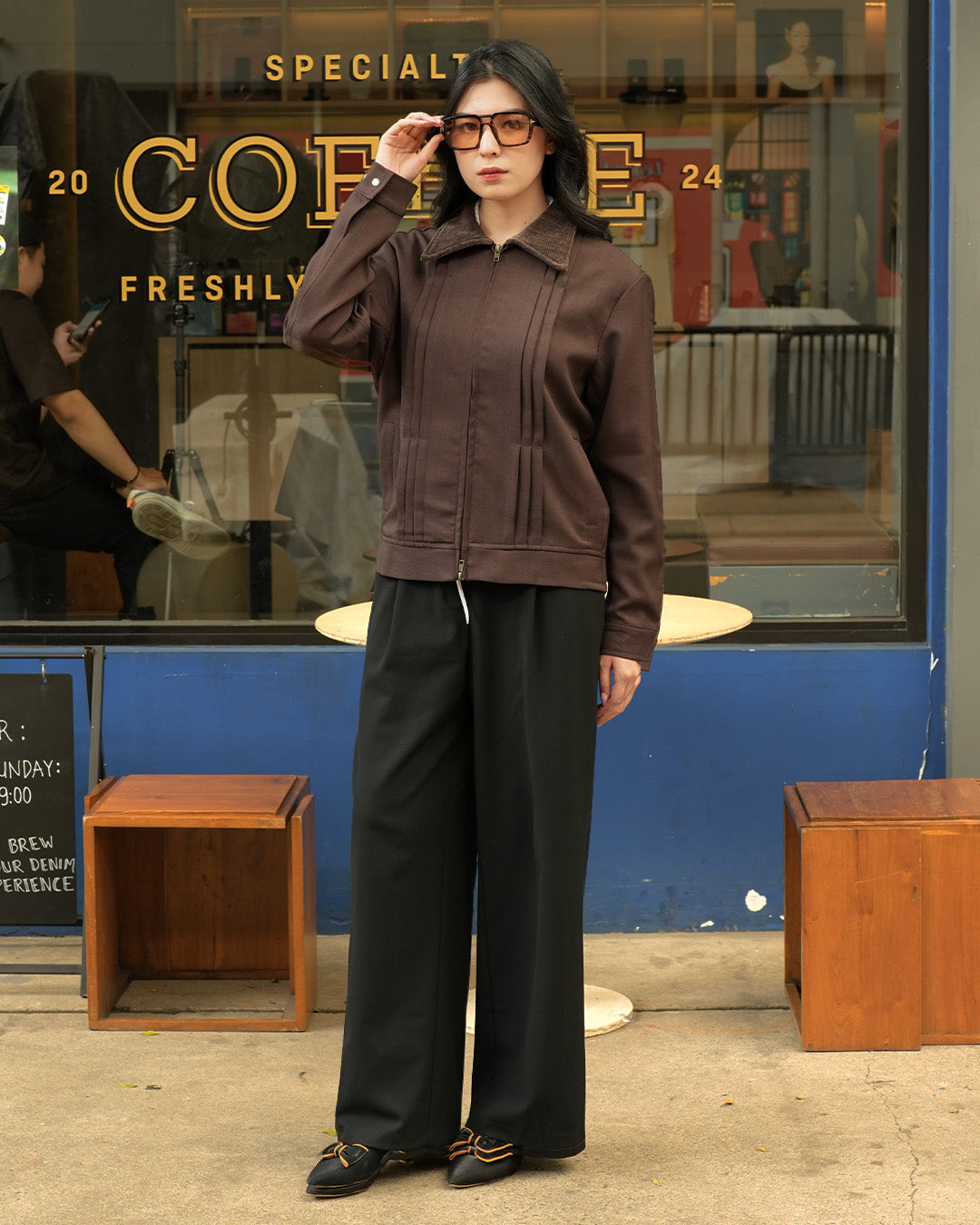 Milano Pleat Jacket - Coffee
