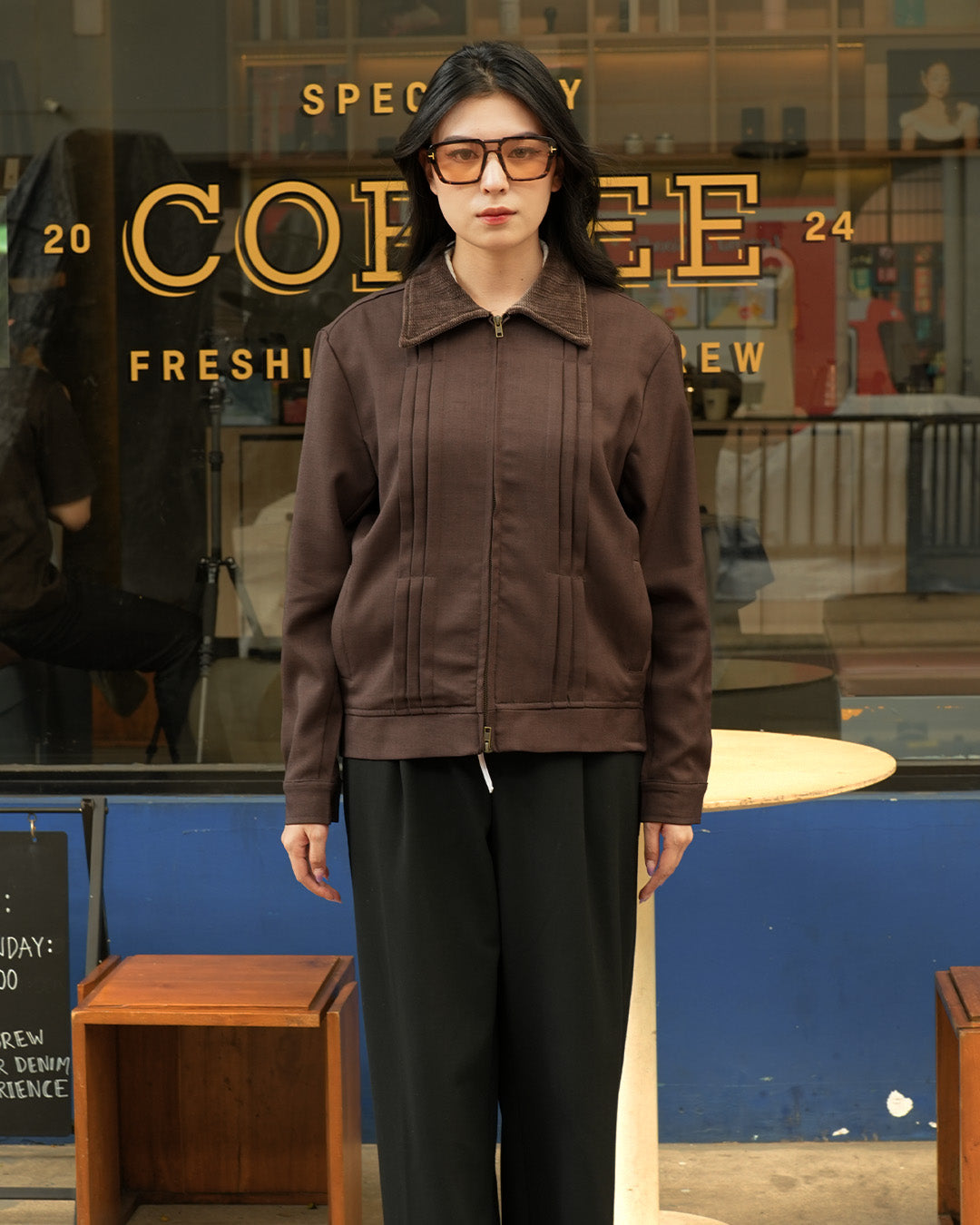 Milano Pleat Jacket - Coffee