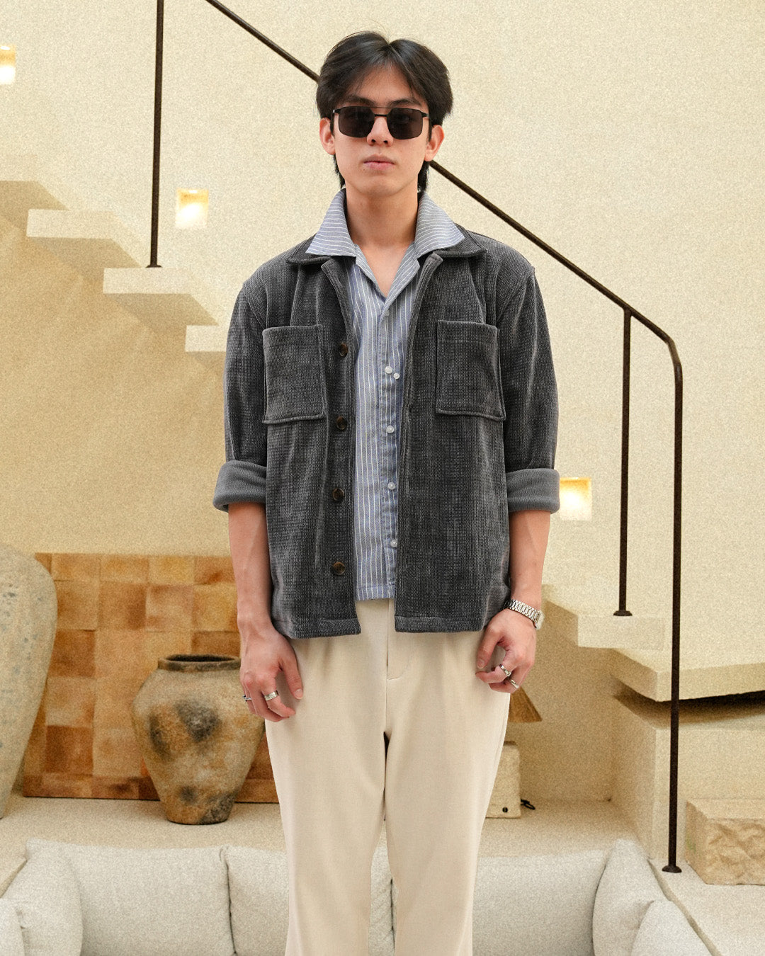 Overshirt Corduroy Seaweed - Dark Gray