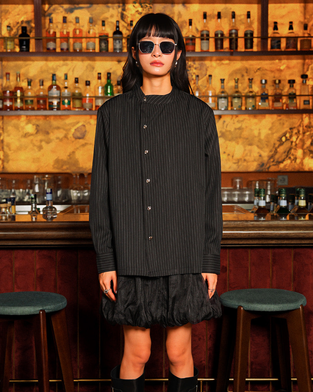 Nero Stripes Shirt - Black