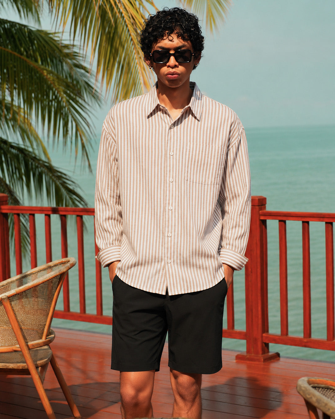 Yanded Stripe Shirt - Brown