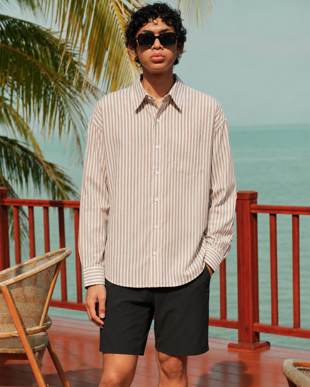 Yanded Stripe Shirt - Brown