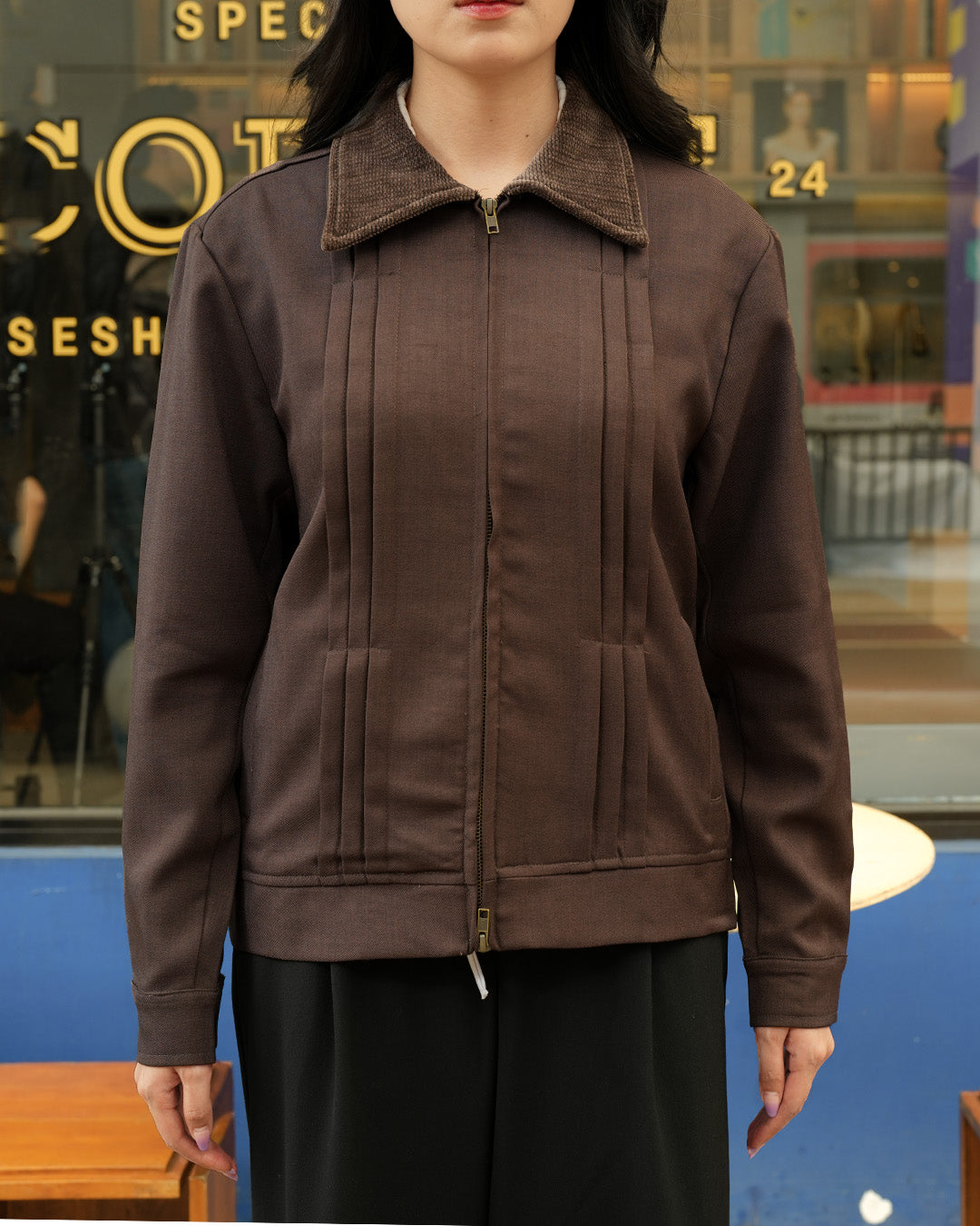 Milano Pleat Jacket - Coffee