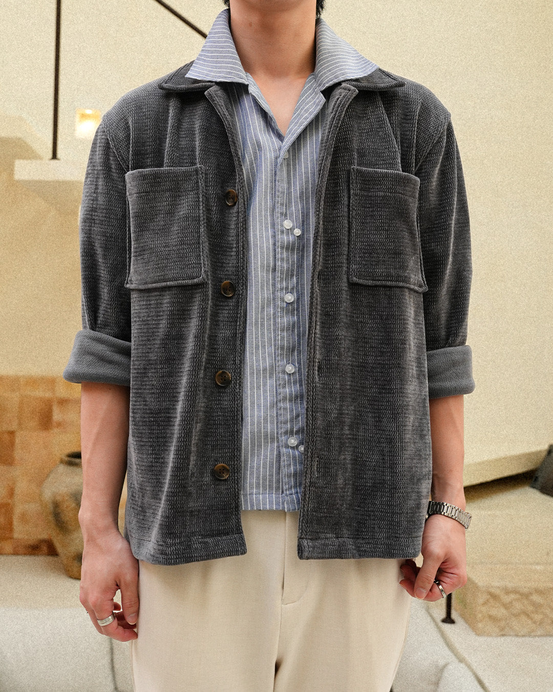 Overshirt Corduroy Seaweed - Dark Gray