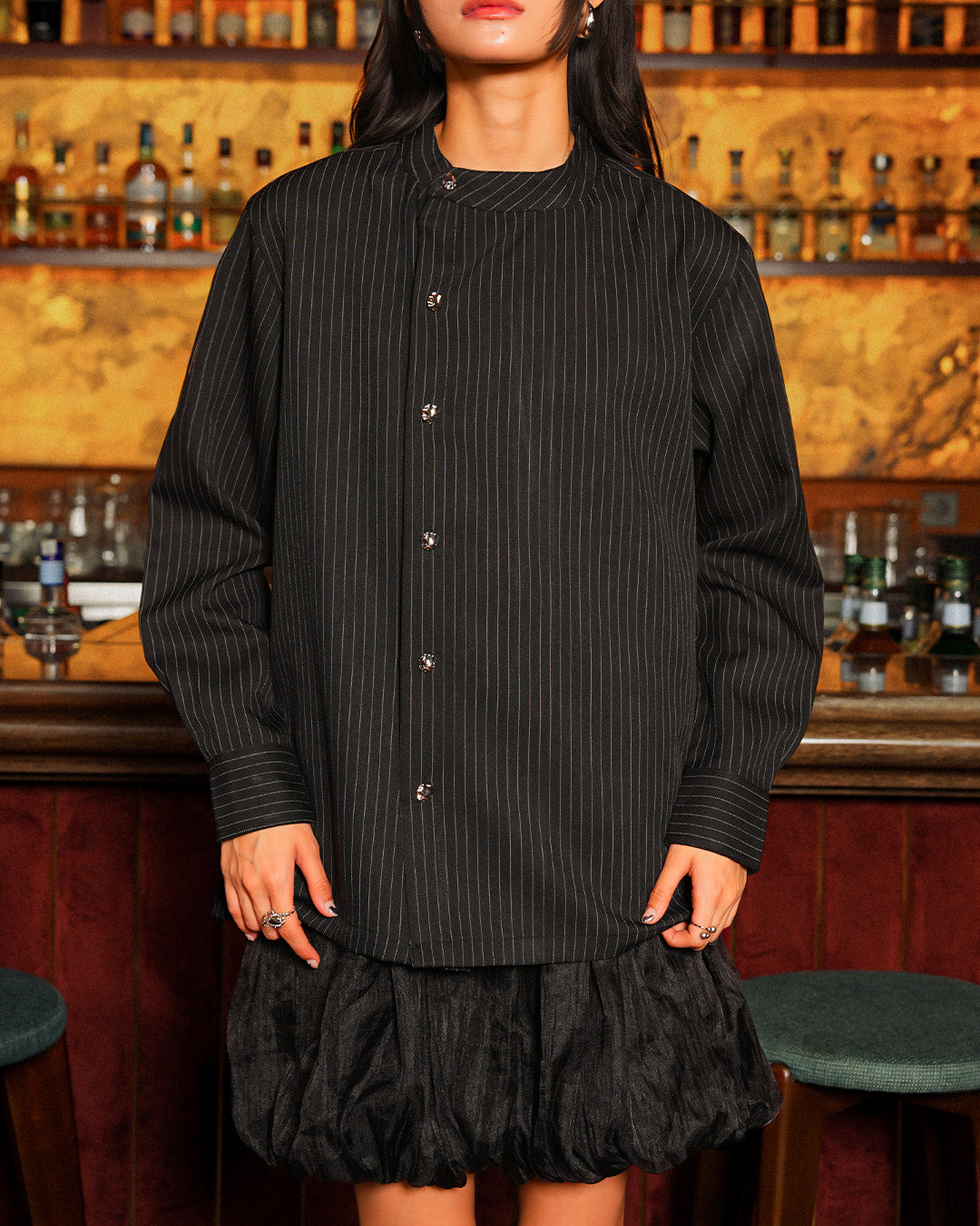 Nero Stripes Shirt - Black