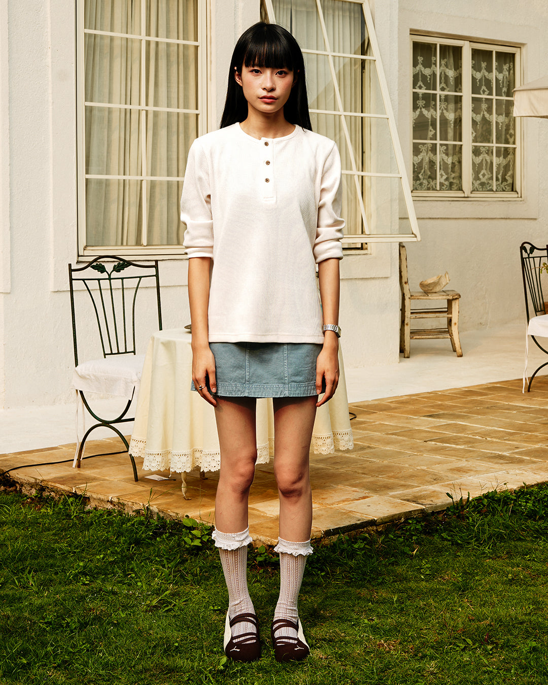Henley Waffle Texture Longsleeve