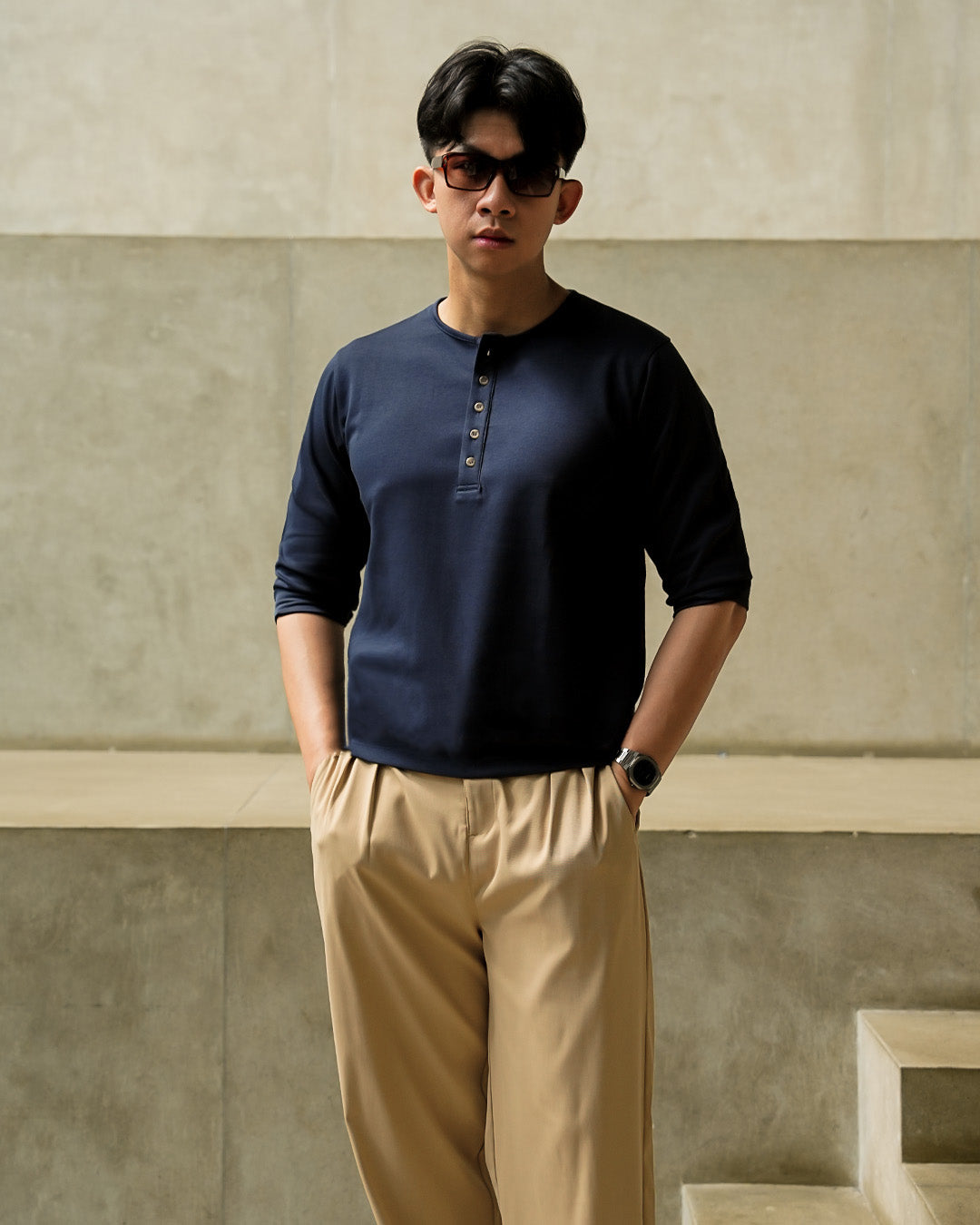 Henley Shirt BreezeWear 2.0 - 3/4 Sleeve - Navy