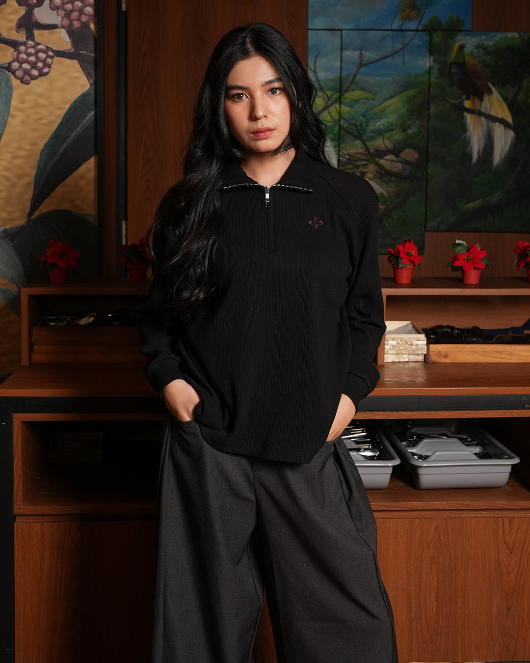 Beverly Half Zip - Jet Black