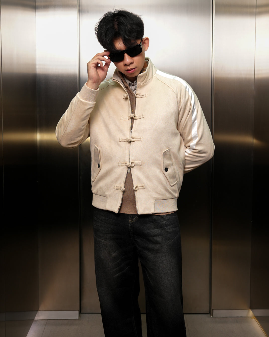 Chongsam Suede Jacket - Beige