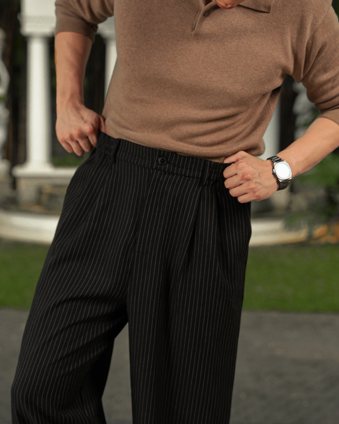 Stripes Pants Straight Fit