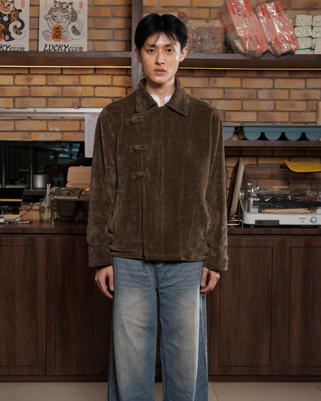 Corduroy Seaweed Chongsam - Brown