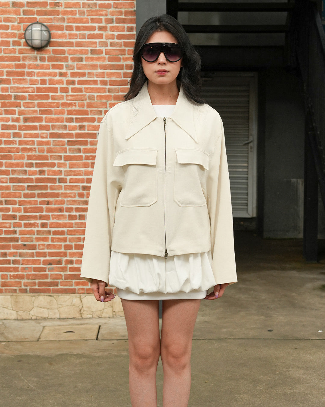 Korean Crop Jacket - Offwhite