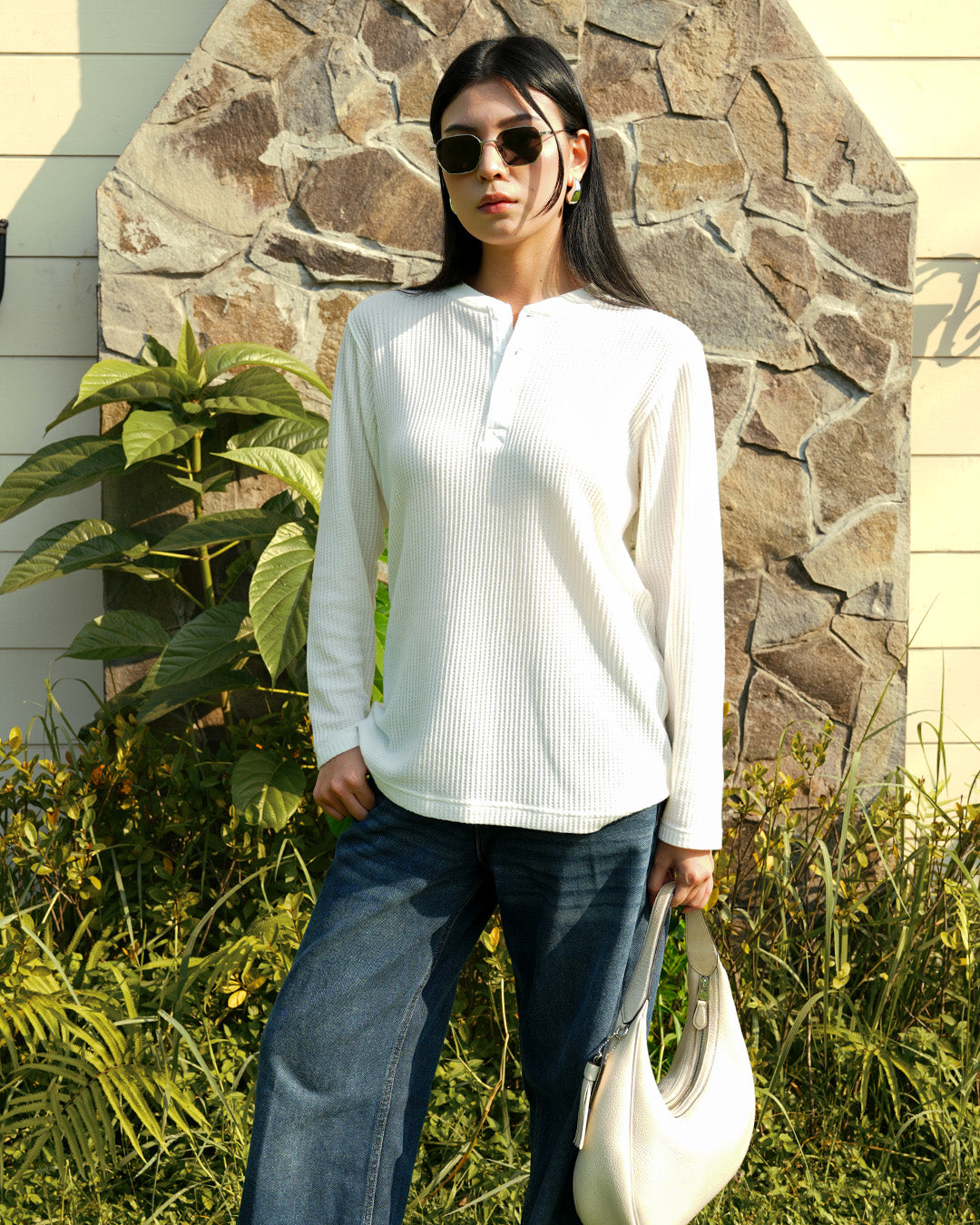 Basic Henley Shirt - Offwhite