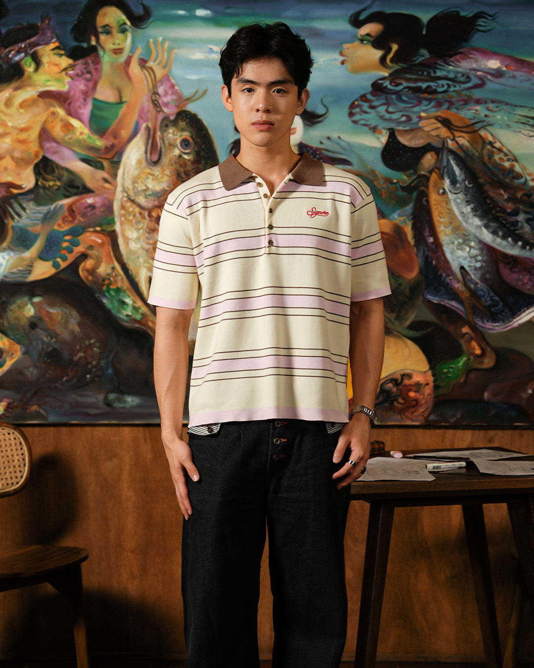 Layer Cake Polo Knitwear - Off Rose