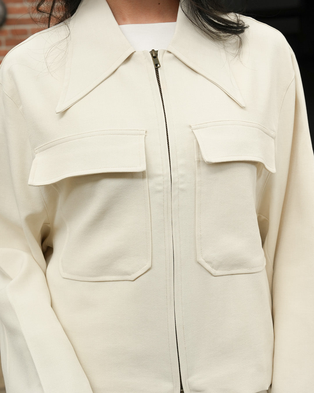 Korean Crop Jacket - Offwhite