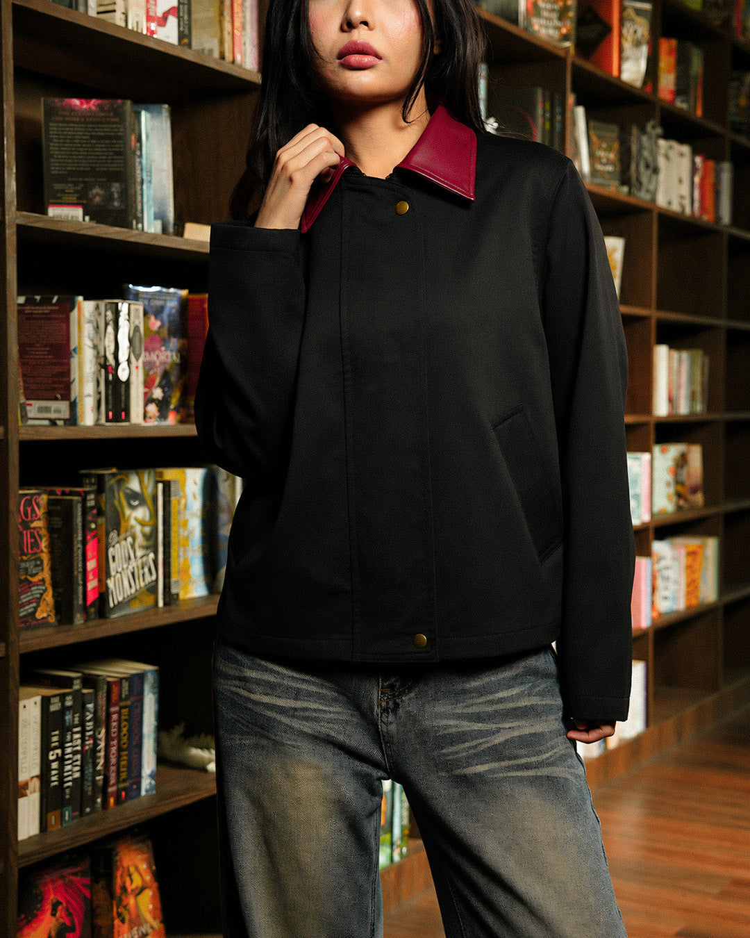 Work Jacket Accent Collar - Black