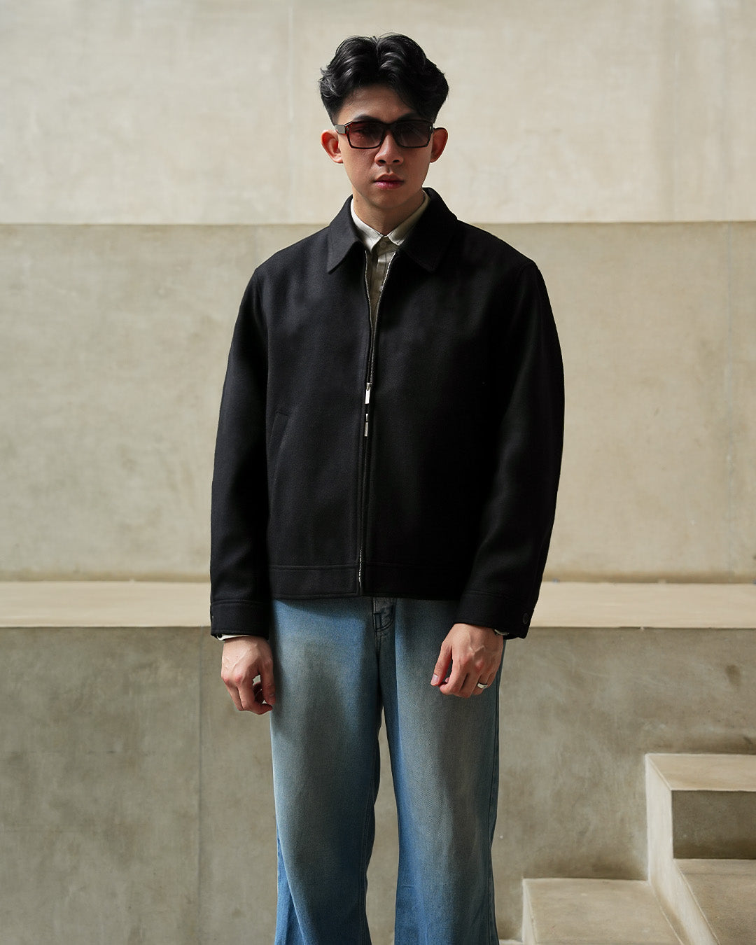 Wool Fiber Jacket - Black
