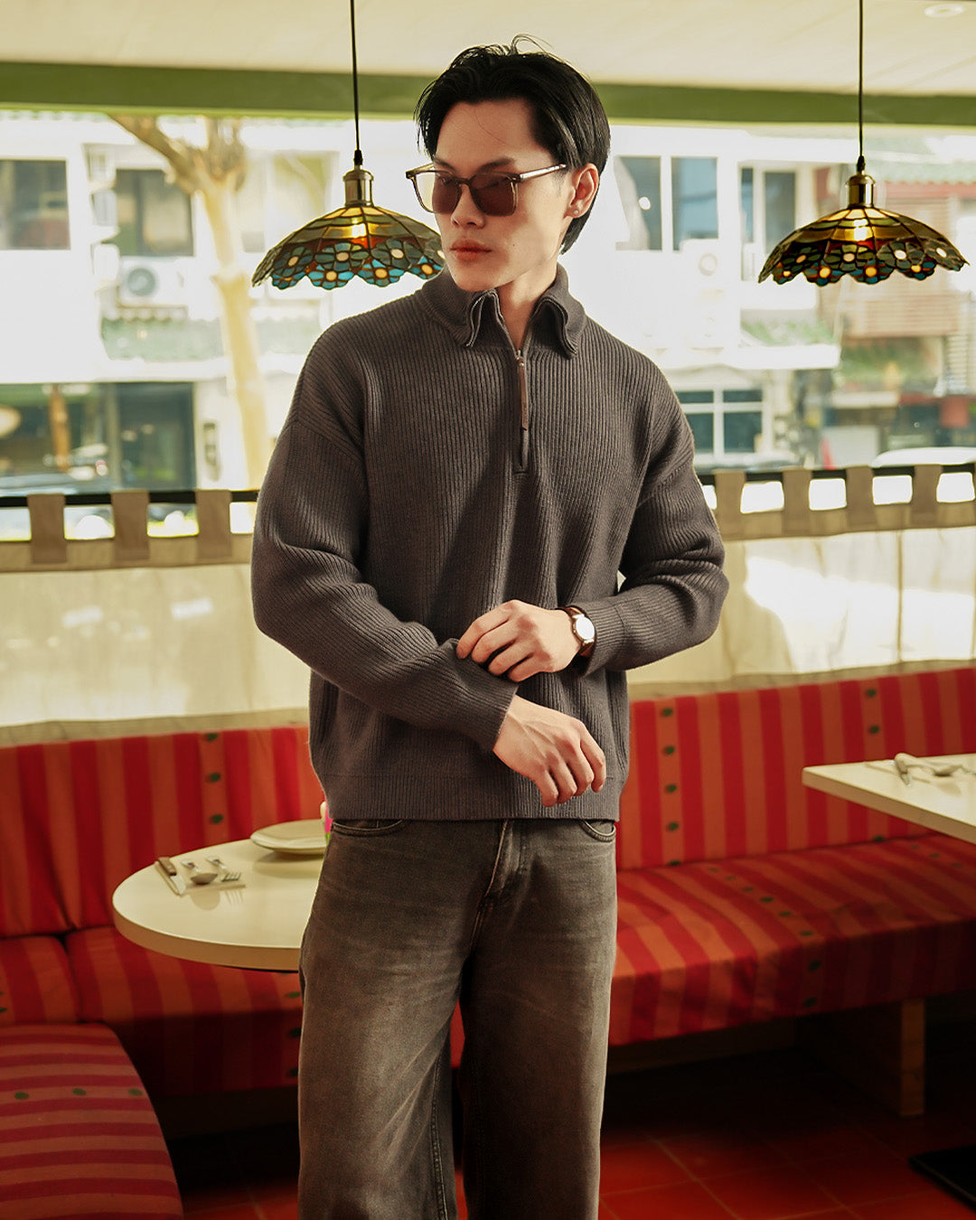 Button Half Zip Knits