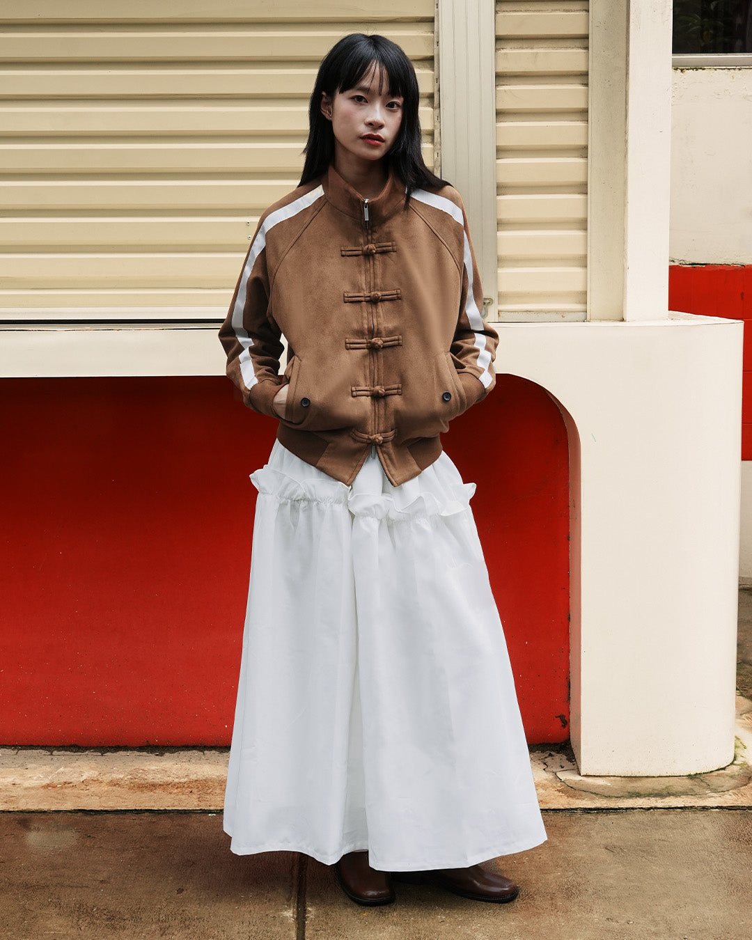 Chongsam Suede Jacket - Camel