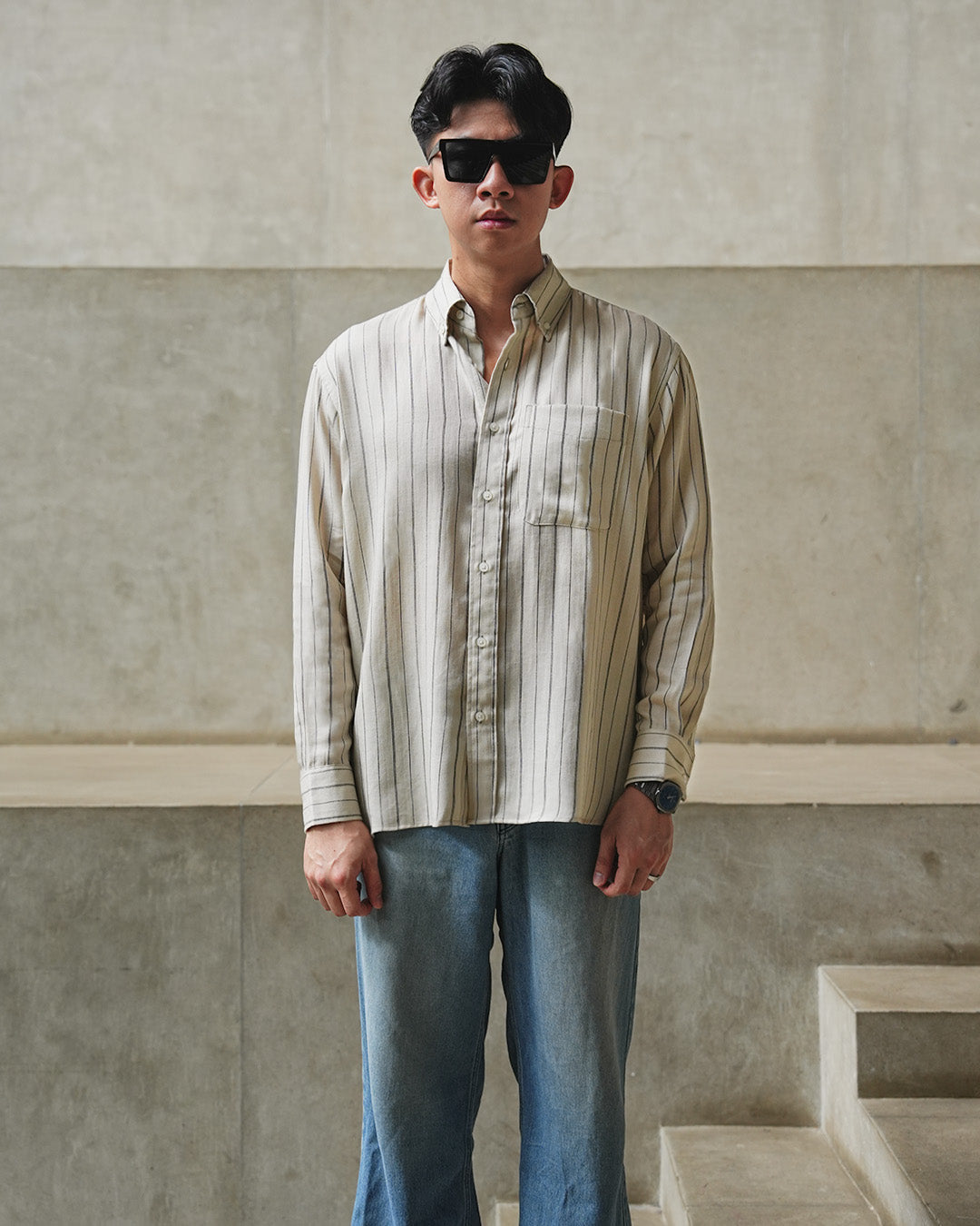 Abstract Stripe Shirt - Beige