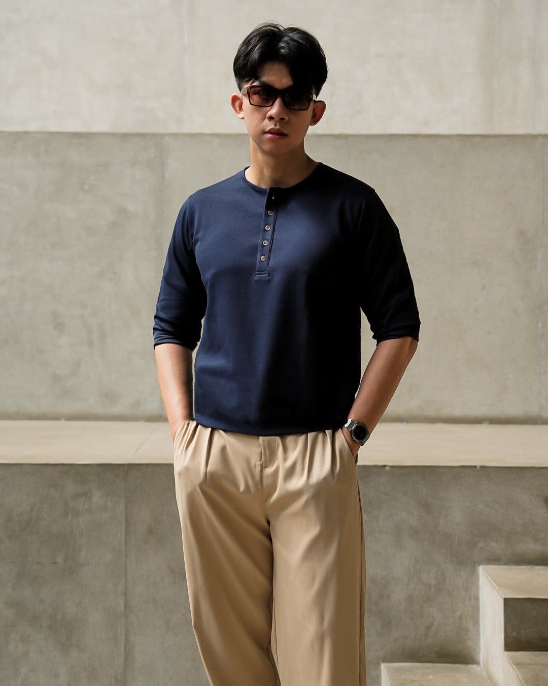 Henley Shirt BreezeWear 2.0 - 3/4 Sleeve - Navy