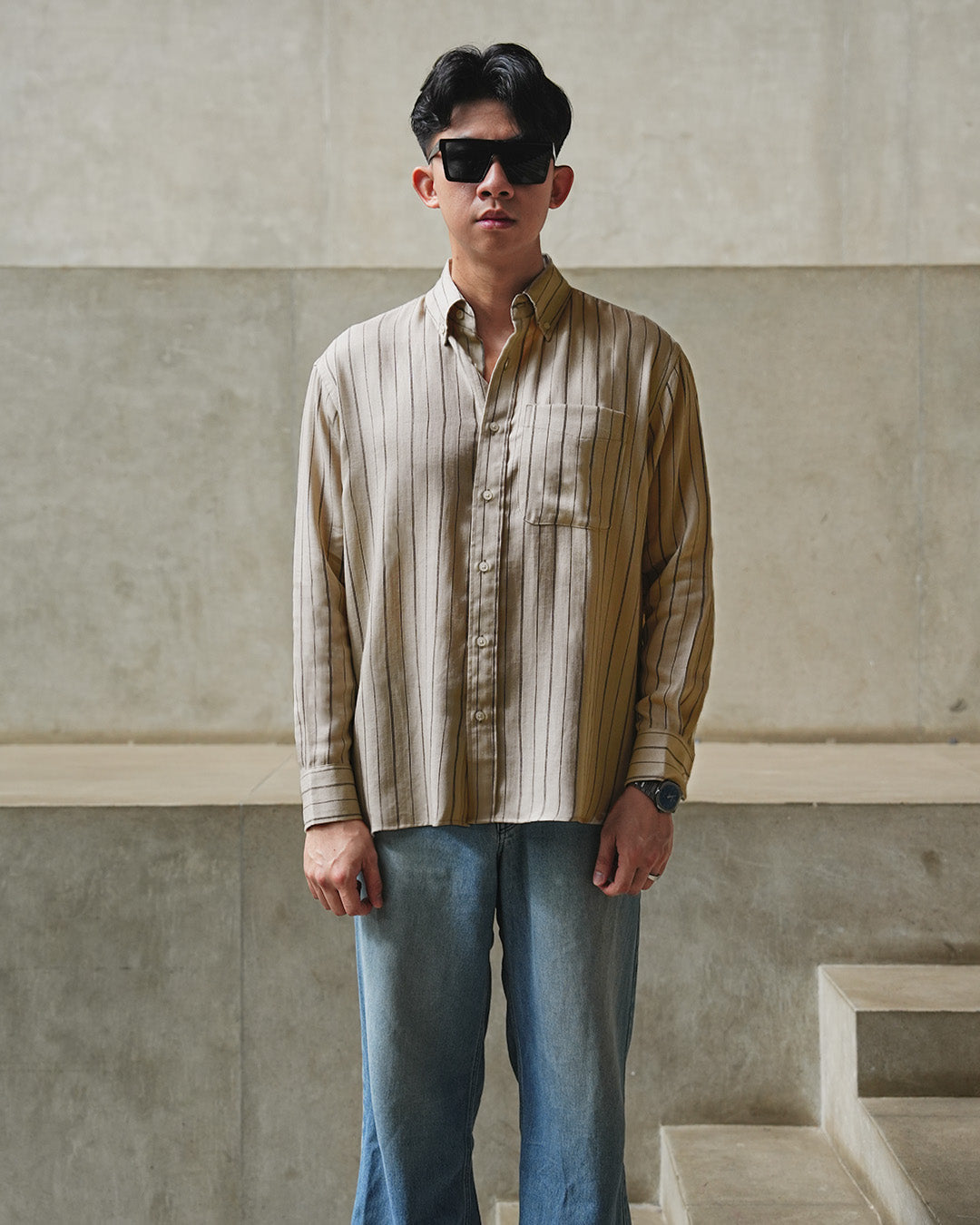 Abstract Stripe Shirt - Beige