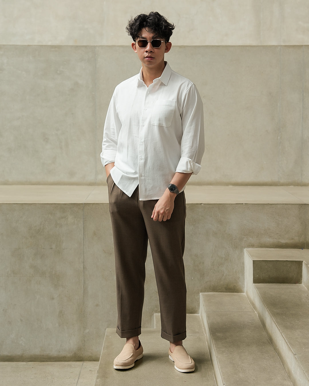 HOMME Linen Shirt - Offwhite