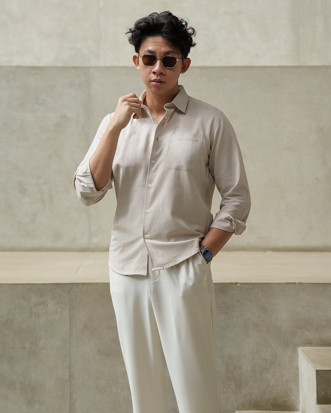 HOMME Linen Shirt - Beige