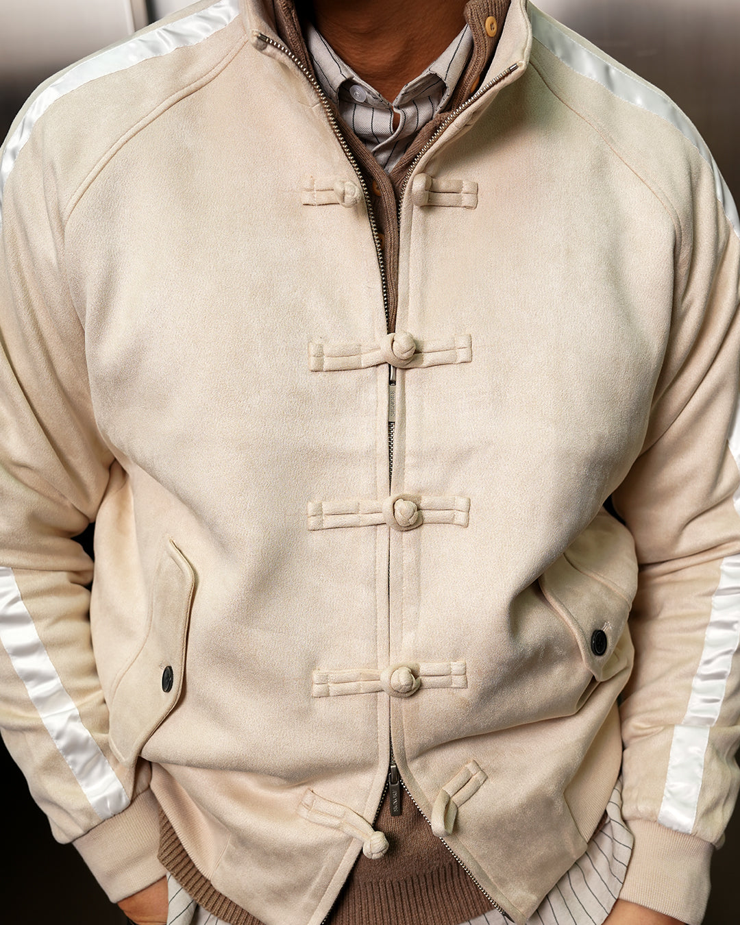 Chongsam Suede Jacket - Beige