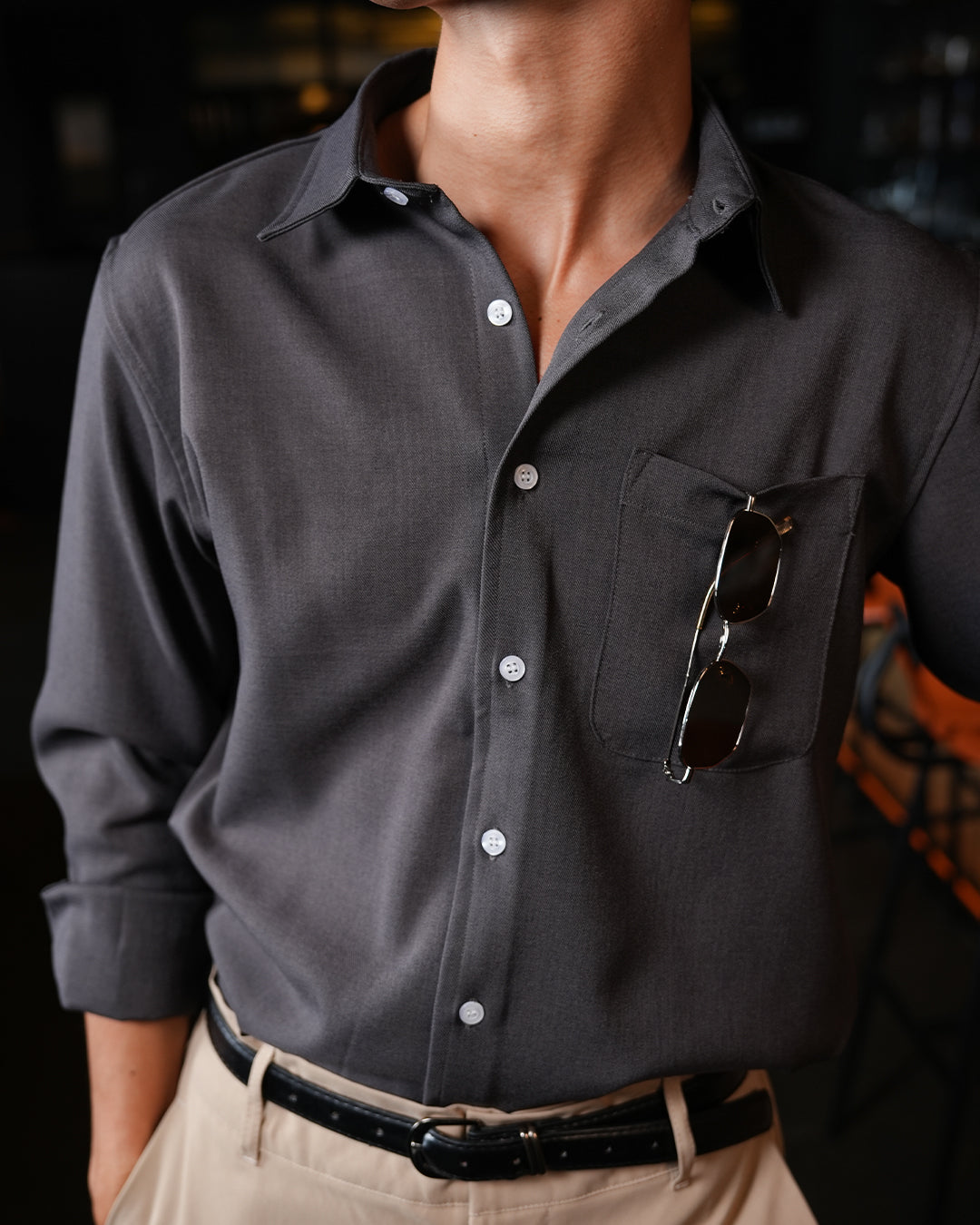 Twill Texture Shirt - Dark Gray