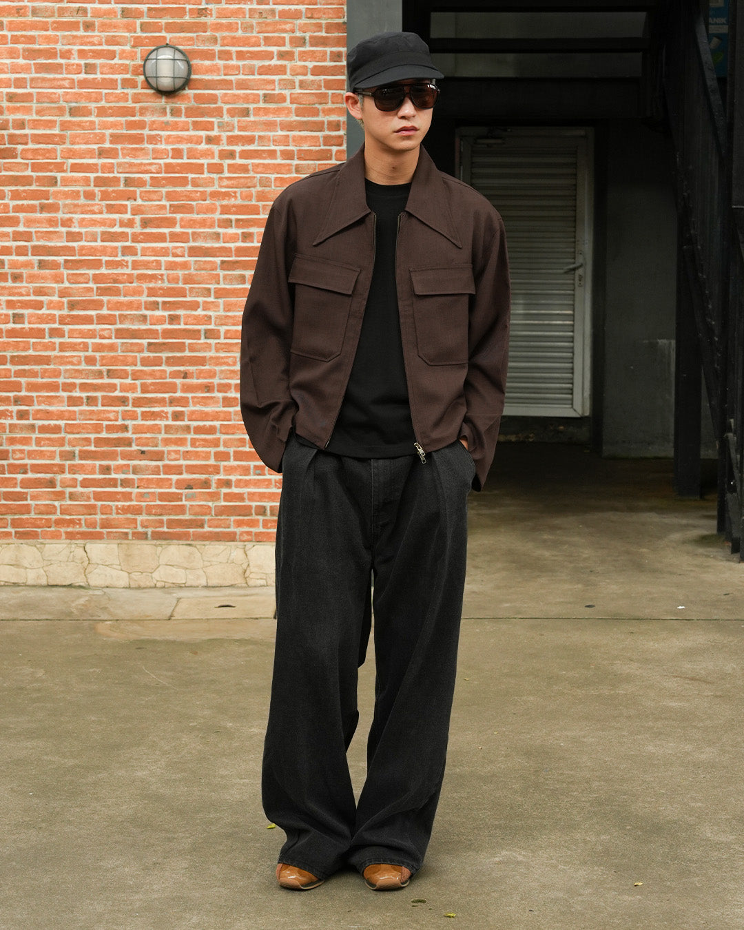 Korean Crop Jacket - Coffee