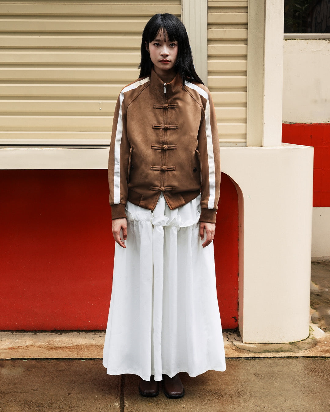 Chongsam Suede Jacket - Camel