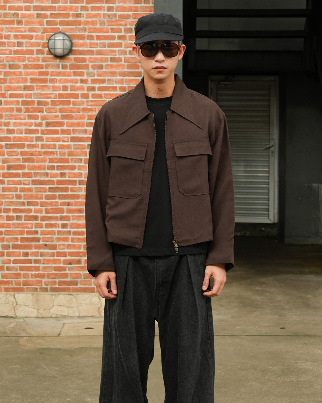 Korean Crop Jacket - Coffee