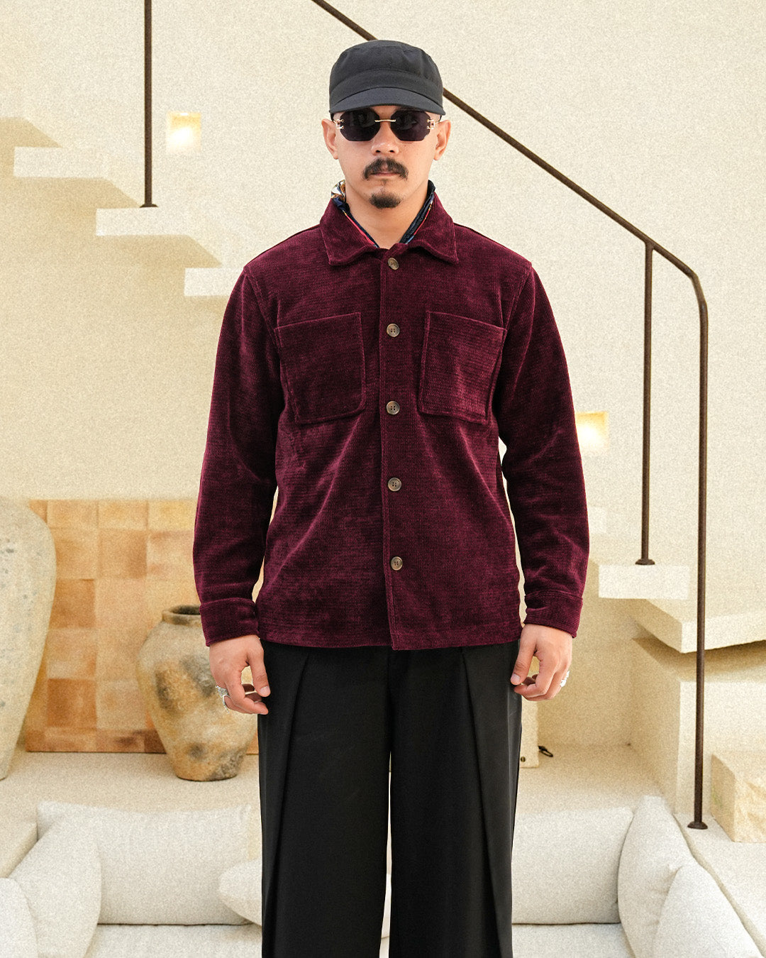 Overshirt Corduroy Seaweed - Red Wine