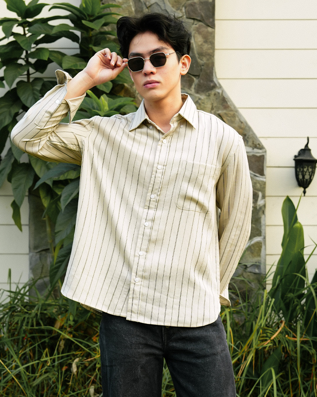 Abstract Stripe Shirt - Beige