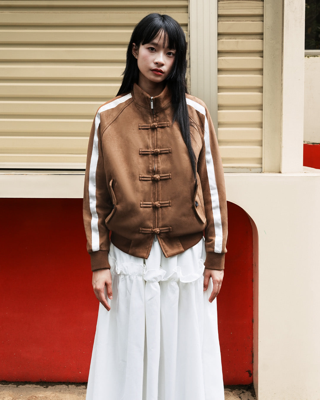 Chongsam Suede Jacket - Camel