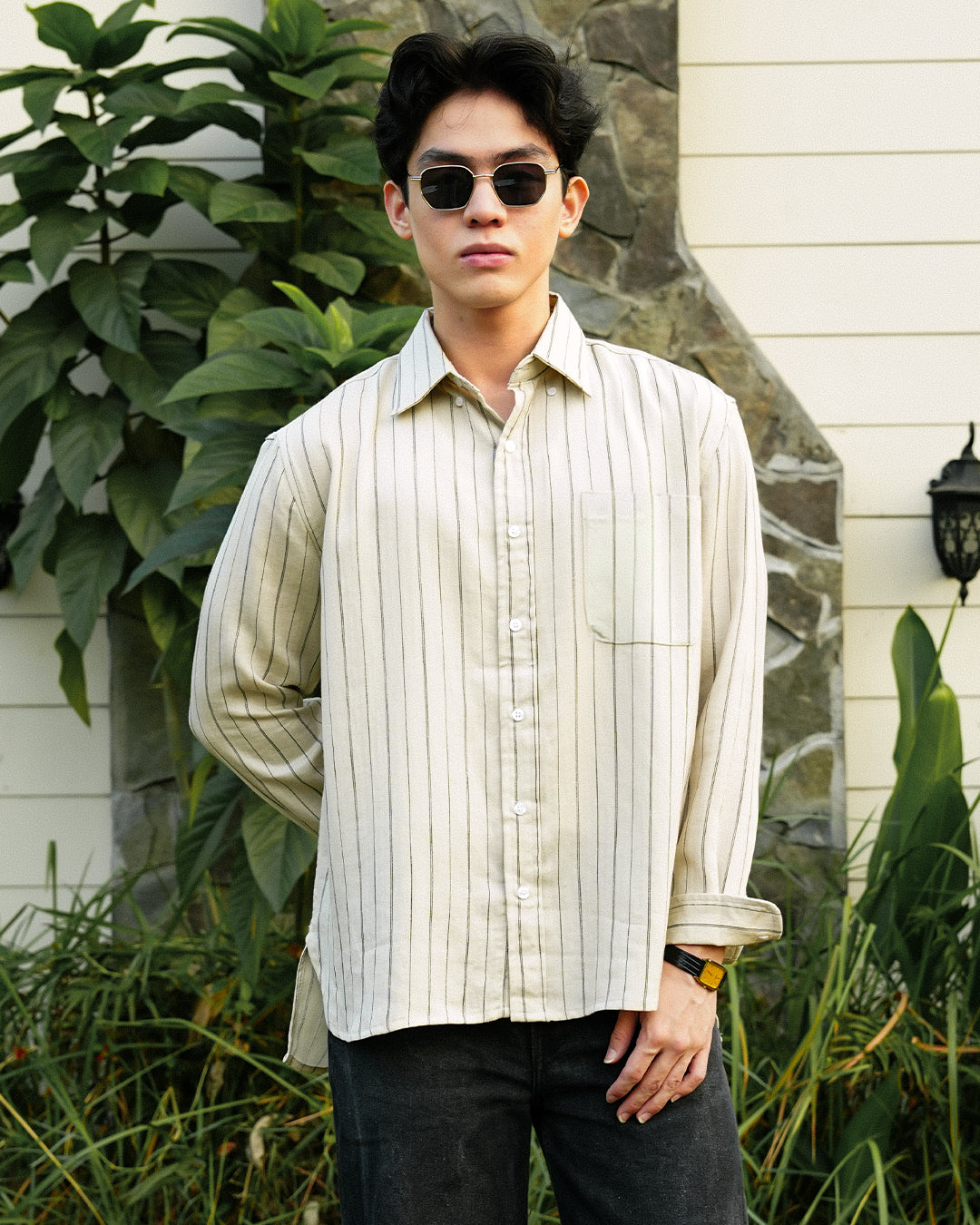Abstract Stripe Shirt - Beige